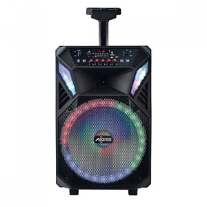 Axess 12" Bluetooth Portable Party Speaker with LED Lights Remote & Wired Mic