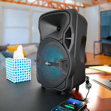 Axess 8" Bluetooth Party Speaker Disco LightsRemoteRechargeable Battery
