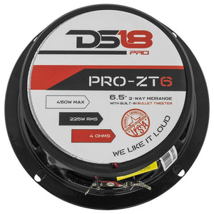 DS18 6.5" Two-Way Midrange Speaker 225W RMS/450W Max 4 Ohm (Sold Each)