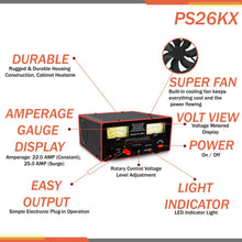 POWER SUPPLY PYRAMID 25 AMP 6-15 VOLT W/COOLING FAN