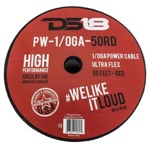 DS18 1/0-GA Ultra Flex CCA Ground Power Cable 50' Red
