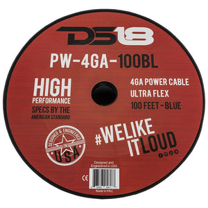 DS18 POWER WIRE 4GA SUPER FELX 100FT BLUE