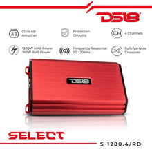 DS18 4 Channel Class A/B Amplifier 160W RMS/1200W MAX – Red