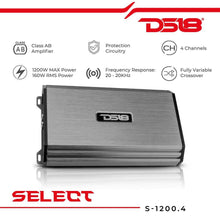 DS18 4 Channel Class A/B Amplifier 160W RMS/1200W MAX - Silver