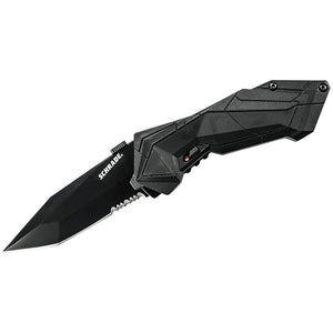 Schrade M.A.G.I.C. Assisted Opening Liner Lock Folding Knife Partially Serrated Clip Point Tanto Bla