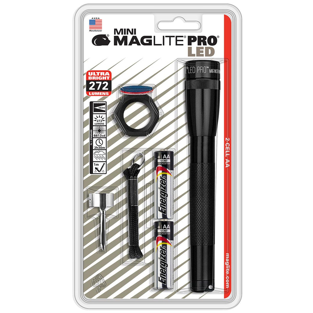 Maglite Mini Pro LED 2-Cell AA Flashlight Holster Pack - Black