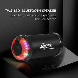 Axess 3" Bluetooth Portable Speaker with LED Lights & USB Input - Red