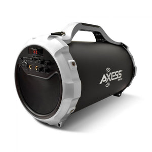 Axess Portable Bluetooth Speaker - 6" Subwoofer with Wireless Mic - Silver End Caps