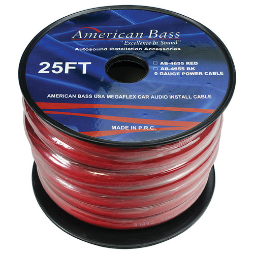 American Bass 0 Gauge Red 25 ft. Roll(AB4655RD25FT)