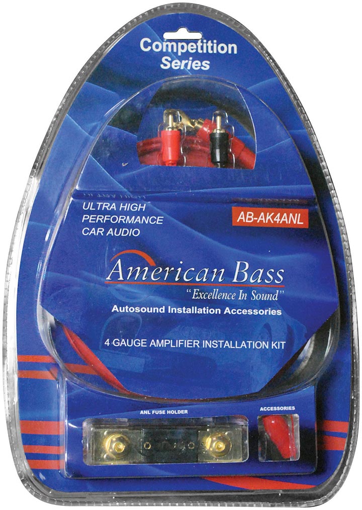 American Bass 4Gauge Wiring kit ANL Fuse **ABAK4ANL**