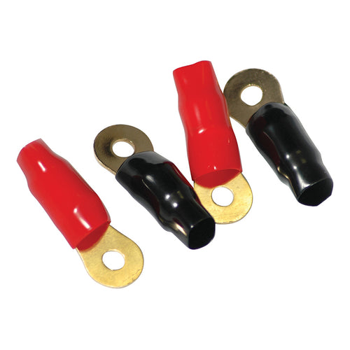 American Bass 1/0 AWG Ring Terminals 4 Pairs per pkg.  red & black