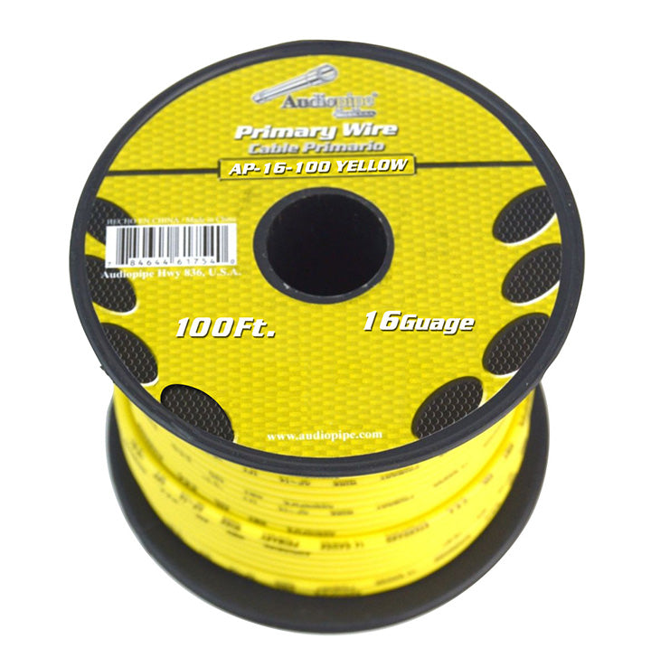 Audiopipe 16 gauge 100ft Yellow primary wire