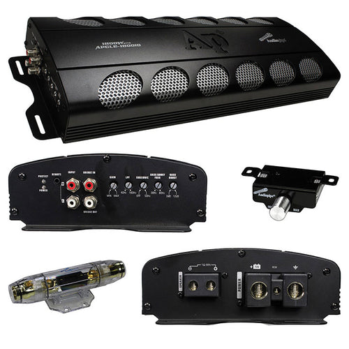 Audiopipe 1800W Class D amplifier overload/overheat protection remote woofer volume control