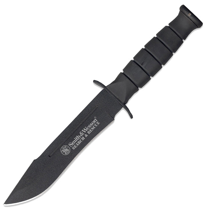 Smith & Wesson Search & Rescue Clip Point Fixed Blade Knife Rubberized Aluminum Handle