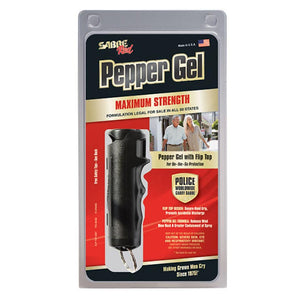 SABRE Red Pepper Gel Police Strength w Key Case Finger Grip Flip Top 25 Bursts