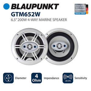 Blaupunkt 4-Way 6.5" Marine Speakers 200 Watts Max