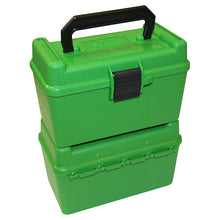 MTM Deluxe Ammo Box 50 Round Handle 7mm Rem Mag 300 Win Mag Green