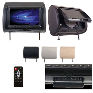 Power Acoustik 9" Headrest Monitor 3-Color Skins LCD/DVD USB/SD SOLD EACH