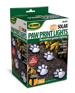 Jobar IdeaWorks Solar Paw Print Lights Set of 4 Black