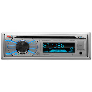 Boss Marine Single Din Receiver CD/MP3/USB/SD Front Aux RemoteSilver