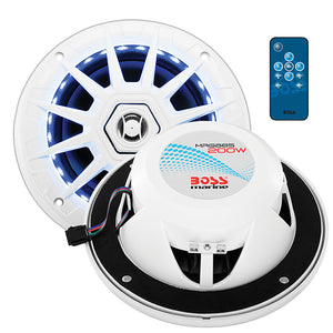 Boss Audio Marine white 6.5" 2 way speaker (PAIR) multi color illumination wireless remote