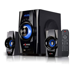 AXESS Bluetooth Mini System 2.1 Channel Home Theater Speaker Sys Blue