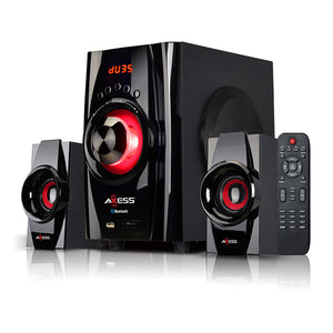 AXESS Bluetooth Mini System 2.1 Channel Home Theater Speaker Sys Red