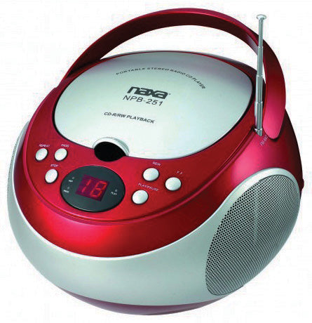 Naxa Portable CD Player with AM/FM Red(NPB251RE)