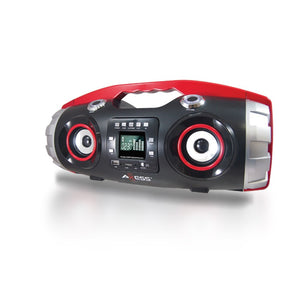 AXESS Portable Bluetooth FM Radio CD MP3 USB SD Heavy Bass Boombox Red