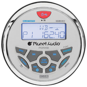 Planet Round Marine Radio (3.5" Diameter) Bluetooth Rear Aux Input AM/FM Rear charging USB