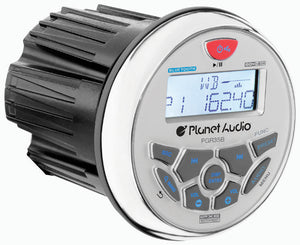 Planet Round Marine Radio (3.5" Diameter) Bluetooth Rear Aux Input AM/FM Rear charging USB