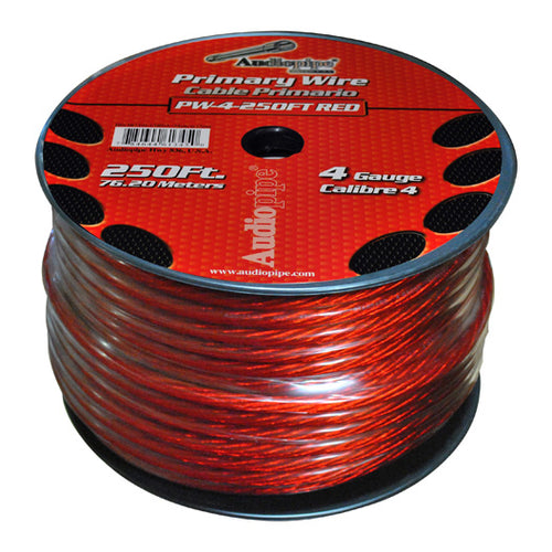 POWER WIRE AUDIOPIPE 4GA 250' RED