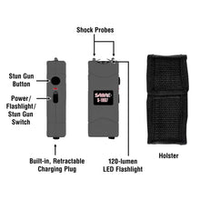 Sabre Short Stun Gun with LED Flashlight (0.704 uC)-Black w/Holster