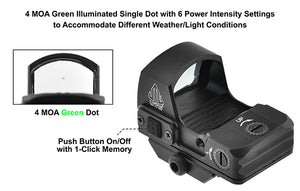 UTG Reflex Micro Dot Green 4 MOA Single Dot Adaptive Base