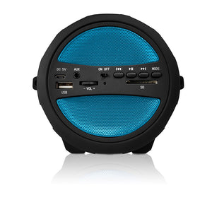Axess Portable Thunder Sonic Bluetooth Cylinder Loud Speaker BuiltIn FM Radio SD Card USB AUX Blue