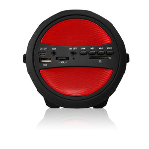 Axess Portable Thunder Sonic Bluetooth Cylinder Loud Speaker BuiltIn FM Radio SD Card USB AUX Red