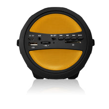 Axess Thunder Sonic Bluetooth Cylinder Loud Speaker SD Card USB Aux Inputs Yellow