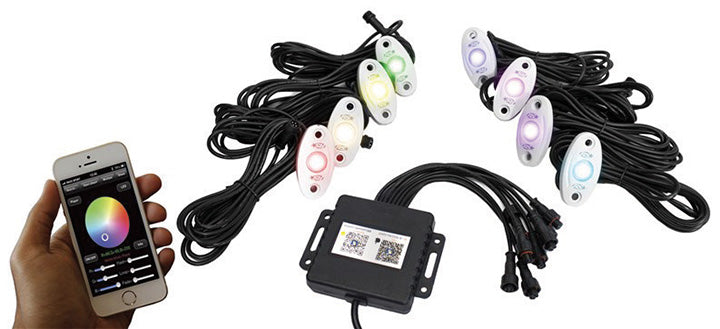 Street Vision StreetSMART 8-LED Glow Pod WHITE Kit - Smartphone Controlled with Brain Box IP68 12V w
