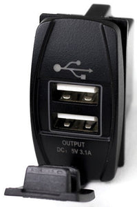Street Vision LED Street Rocker Switch 2-Port USB Charge Panel w/ Blue Radiance