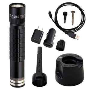 MAGLITE MAGTAC Rechargeable Flashlight w/Plain Bezel-Black